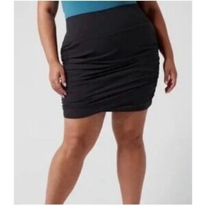 ATHLETA Transcend Skort‎ Black Size 3X Plus Ruched Skirt 3 Pockets Pickleball
